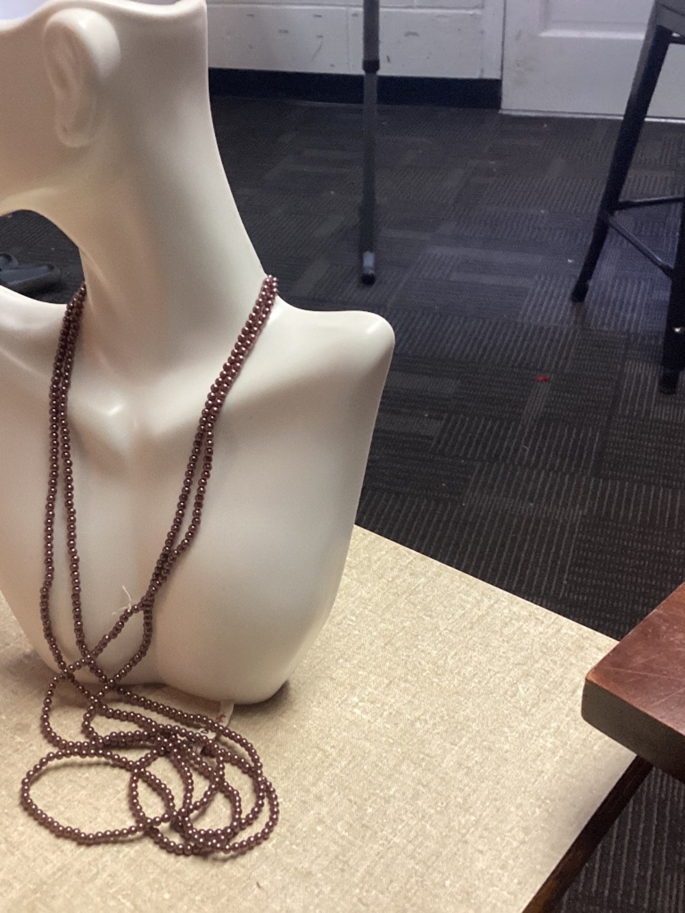 Seed Pearl necklace vintage BRONZE.  FAUX LONG STRING